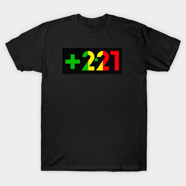 +221 Country calling code SENEGAL T-Shirt by Tony Cisse Art Originals